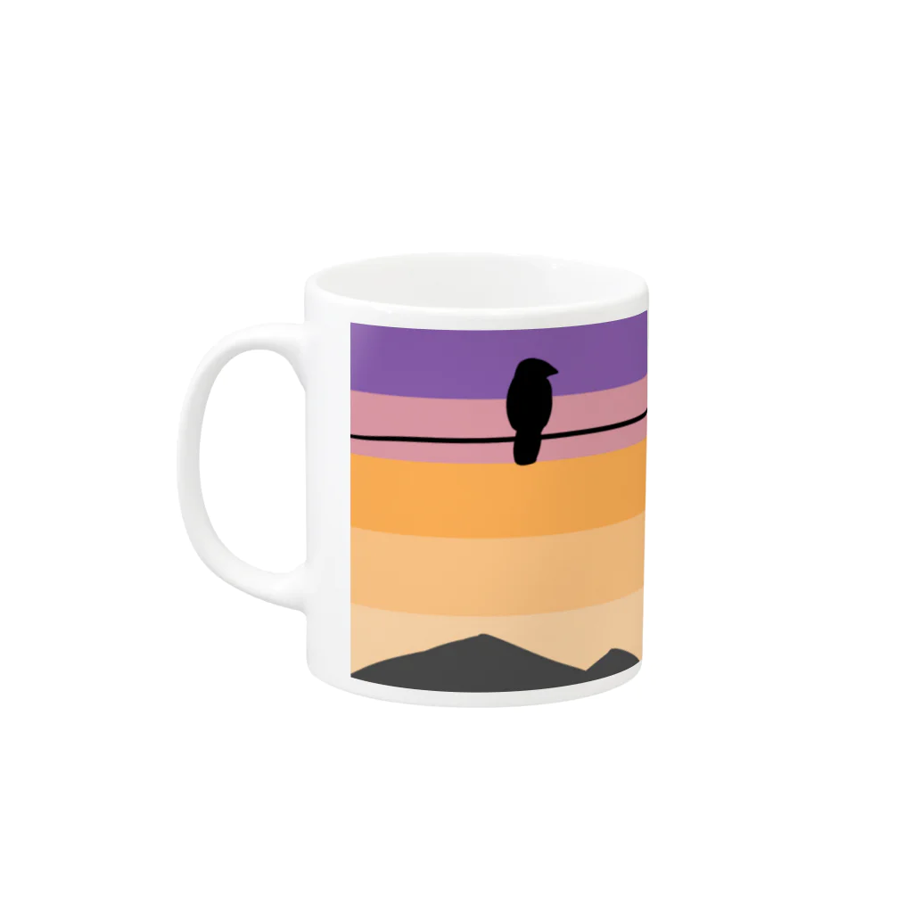 骨犬工房の夕焼けにカラス Mug :left side of the handle