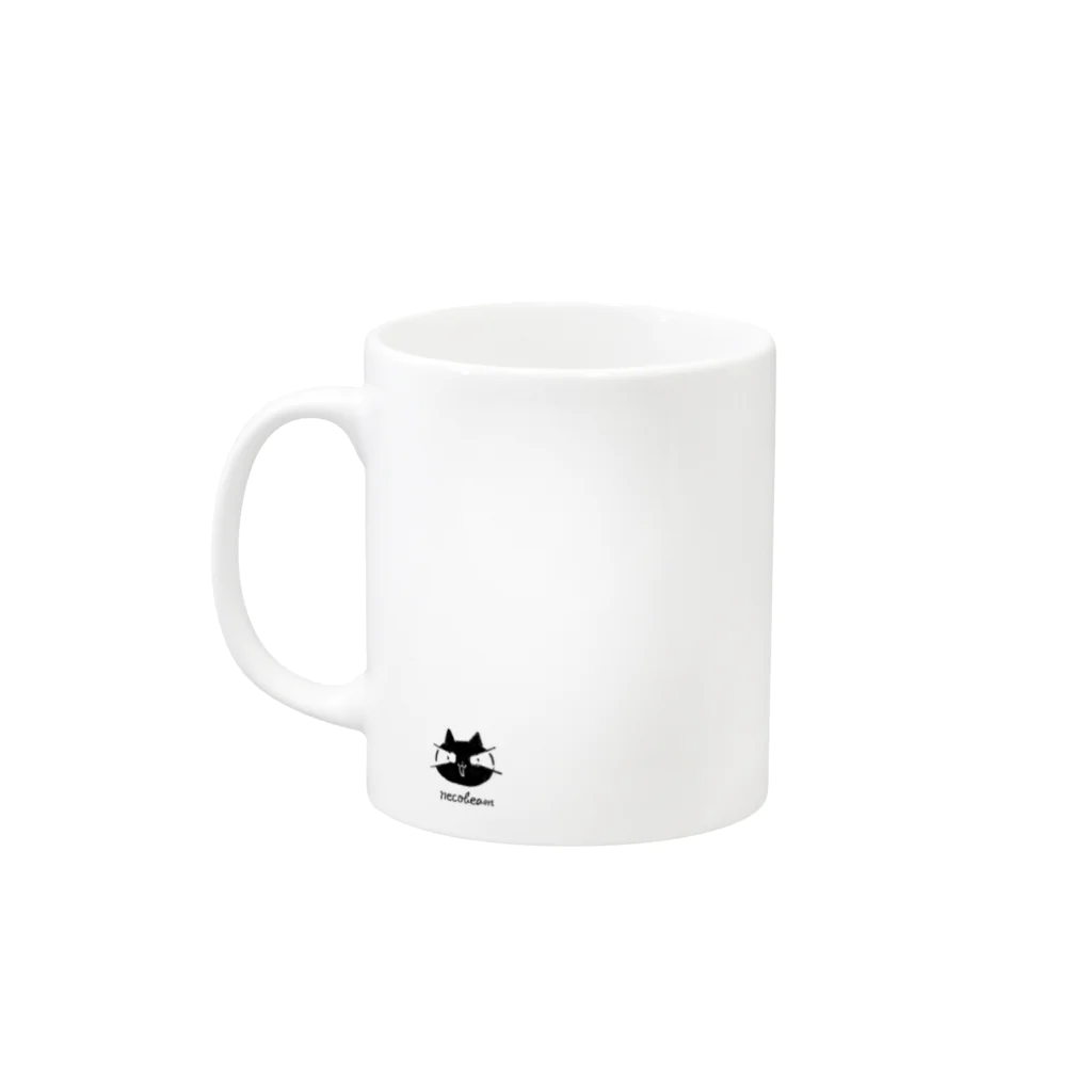 necobeamストアのaloha cat black Mug :left side of the handle