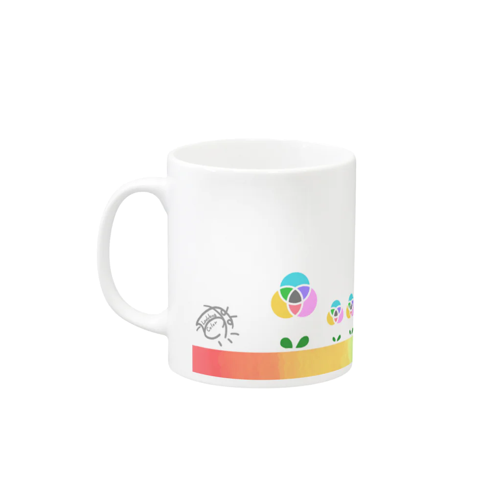 Ladybugcolorの混色フラワー（プリント） Mug :left side of the handle