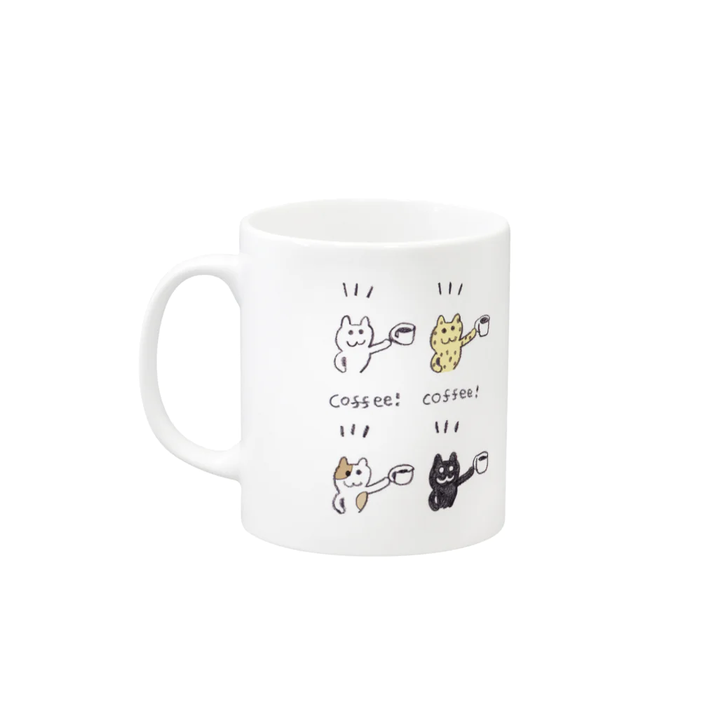 ウルフくんのコーヒー吐くねこ Mug :left side of the handle