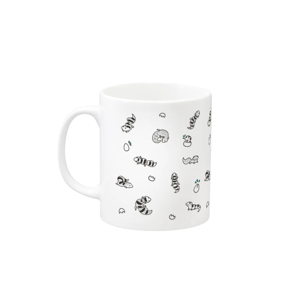 はちねも suzuri店のいっぱいレオパ集合 シンプル Mug :left side of the handle