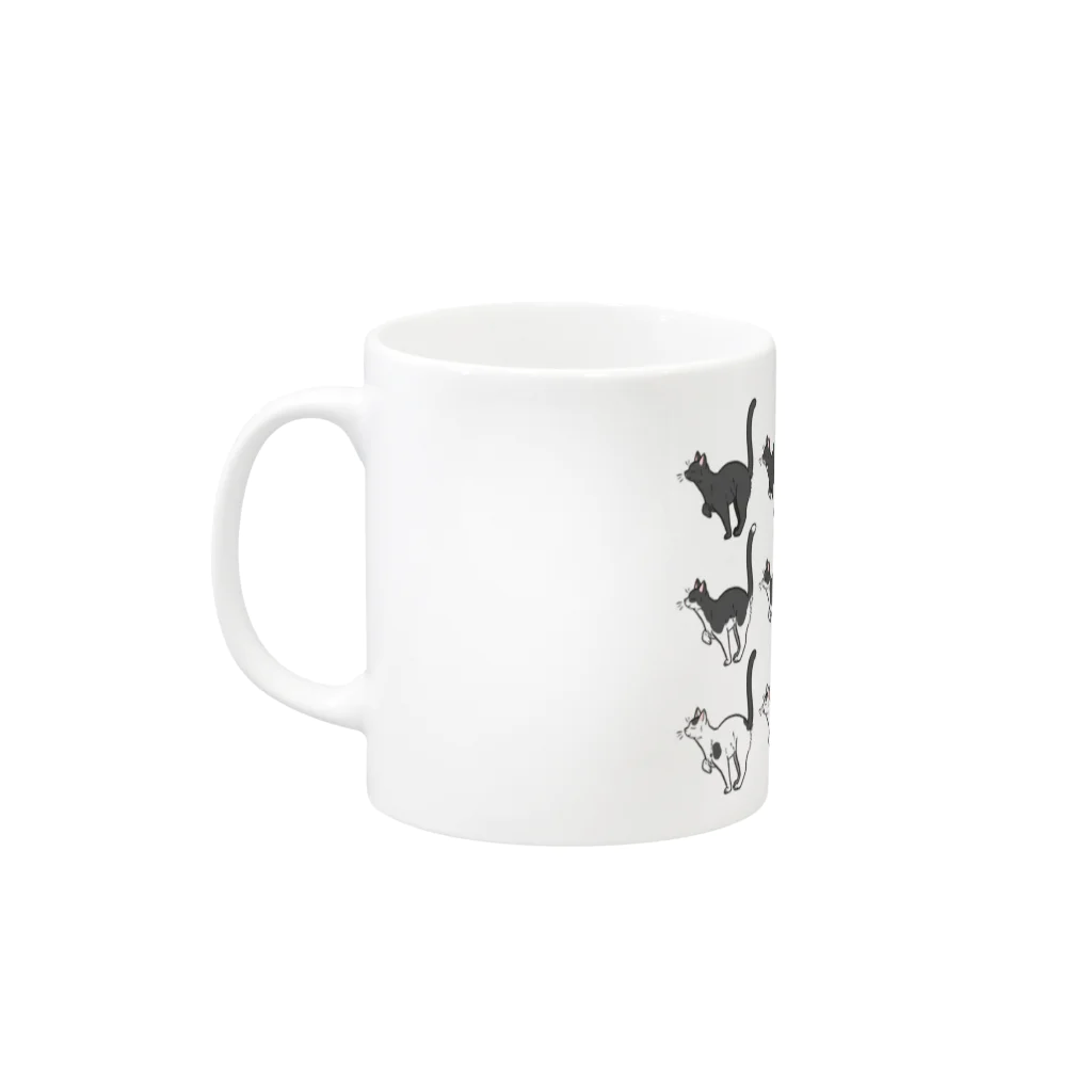 豆つぶのWhite spot Cat Mug :left side of the handle