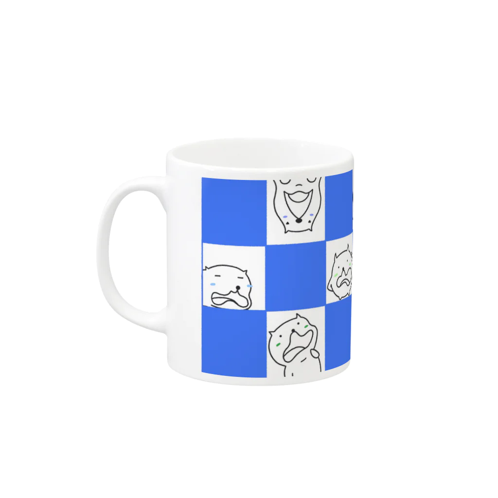 のなと🍃イラストレーター的デザイナーな来世の生き物🌿のみゅふー千鳥柄(海) Mug :left side of the handle