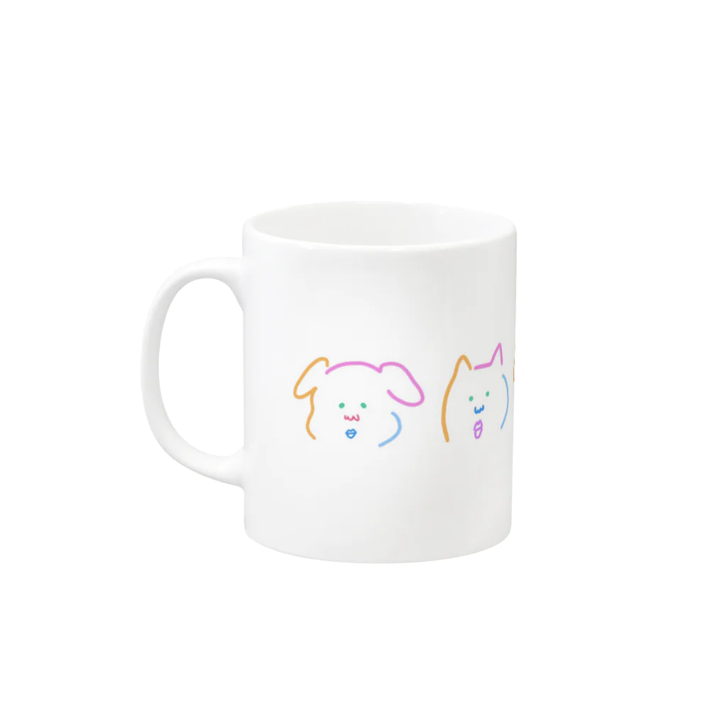 iKR,のカラフルイヌっちネコっち Mug :left side of the handle