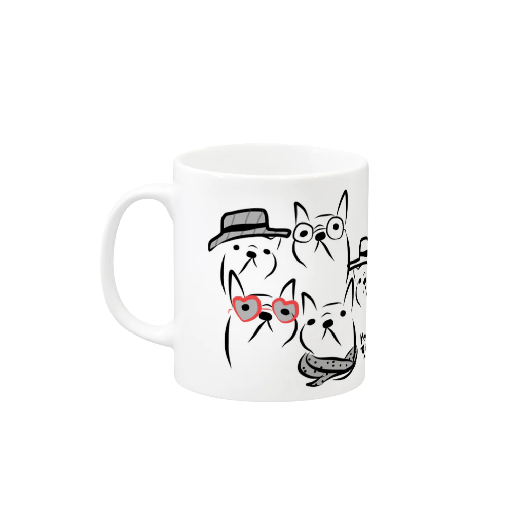 HER AND MARSHMALLOWのファッション オブ フレンチブルドッグ Mug :left side of the handle