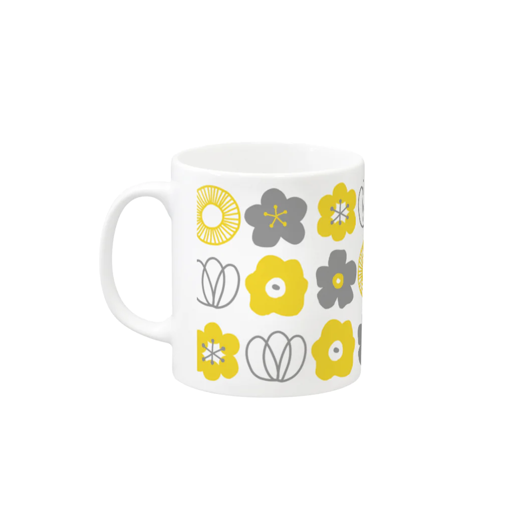 いしだかほの北欧柄のお花たち Mug :left side of the handle