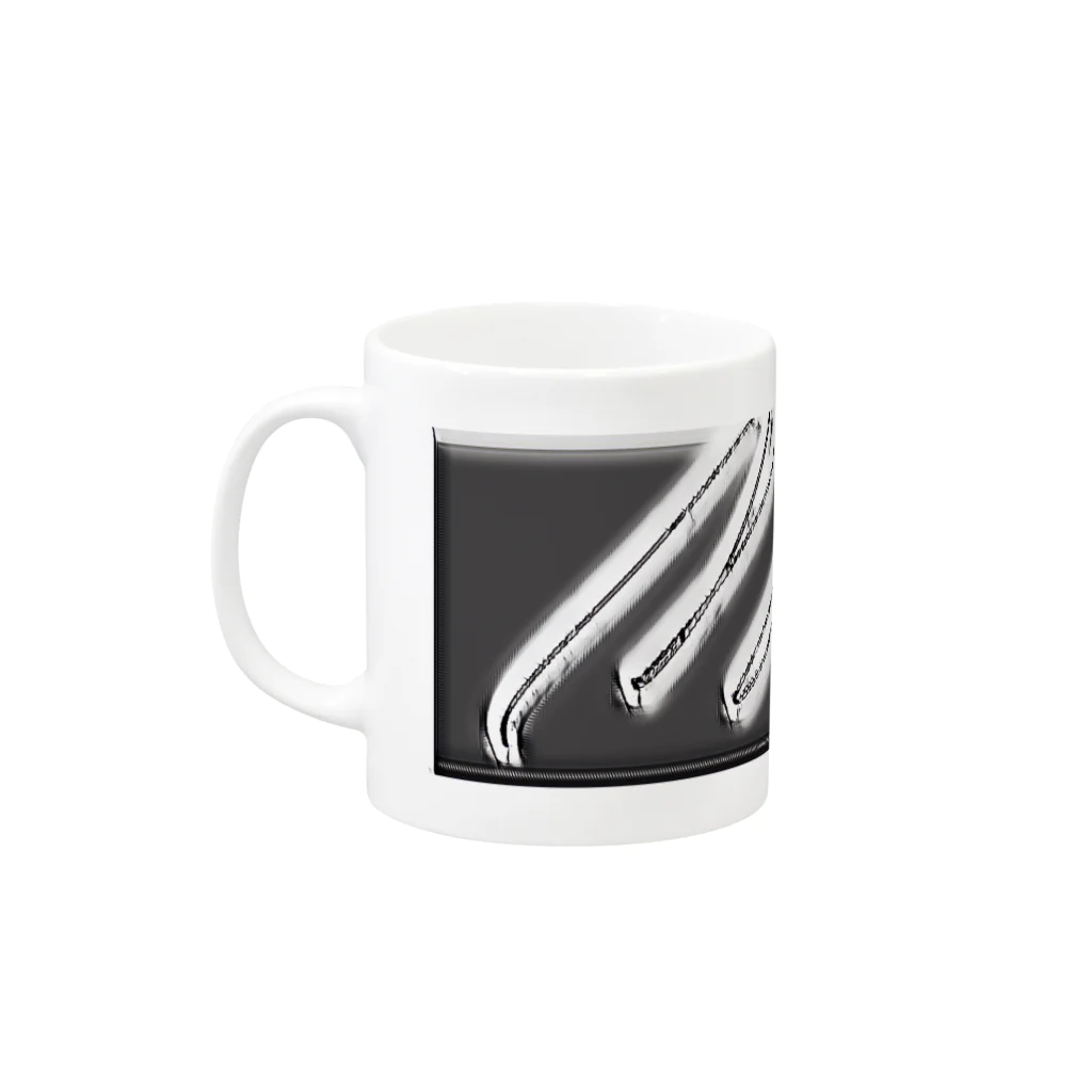 午前午後のぐにゃぐにゃ白黒 Mug :left side of the handle