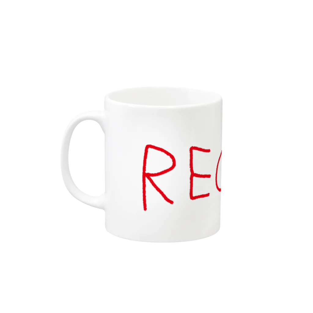 AliviostaのREDRUM レッドラム ロゴ Mug :left side of the handle