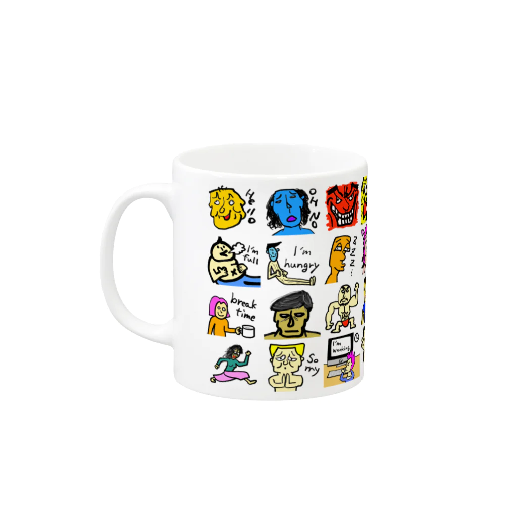 HANAGE WORKSのキャラ濃すぎピーポー Mug :left side of the handle