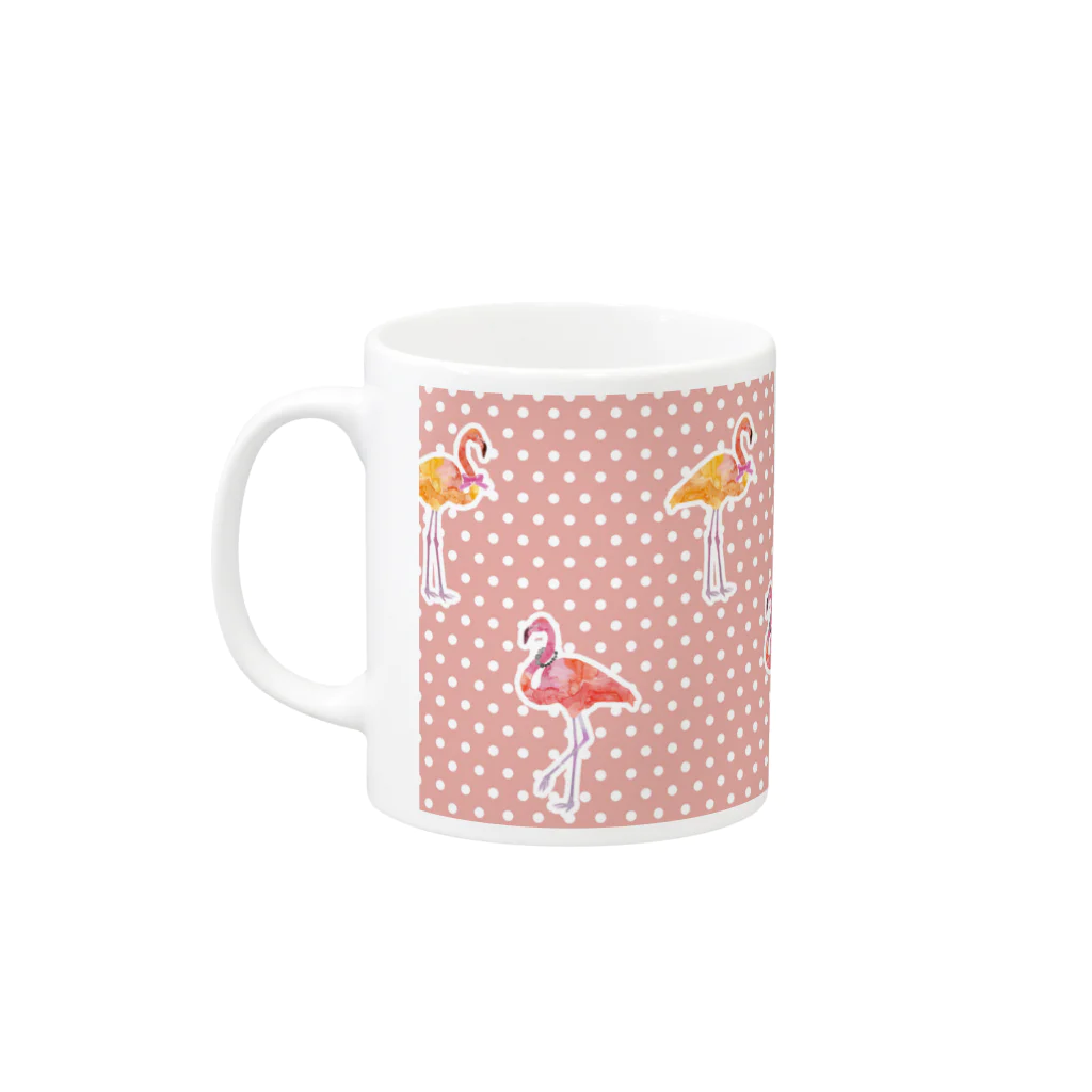 Ellieのフラミンゴとカフェタイム Mug :left side of the handle