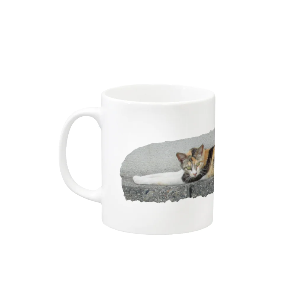 斜め上支店の棒猫 - the straight cat - Mug :left side of the handle