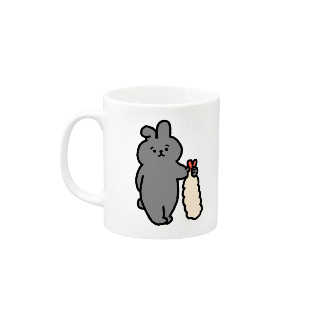 ふるえるとりのエビフライとエビ天とうさぎ Mug :left side of the handle