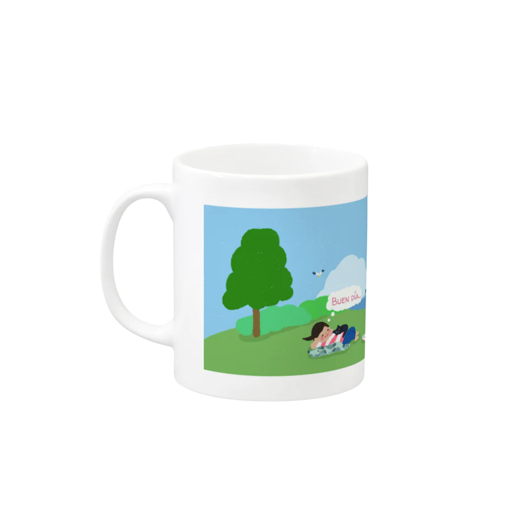 ワシキタチナツ|Illustrationの草むらで昼寝 Mug :left side of the handle