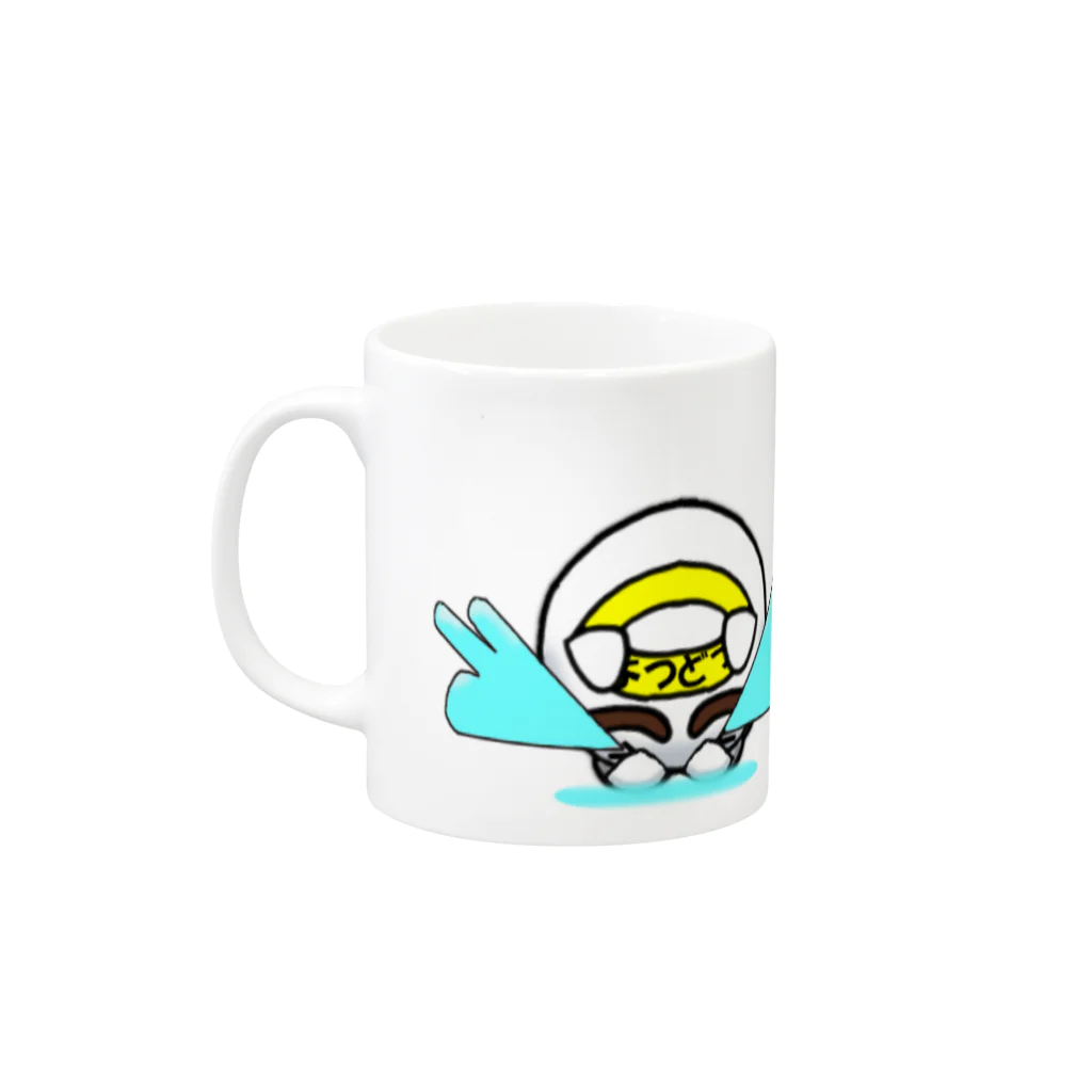 ちっちゅうスタンプ☻おでん千代田中学校の四街道非公認キャラクターよつどうくん Mug :left side of the handle