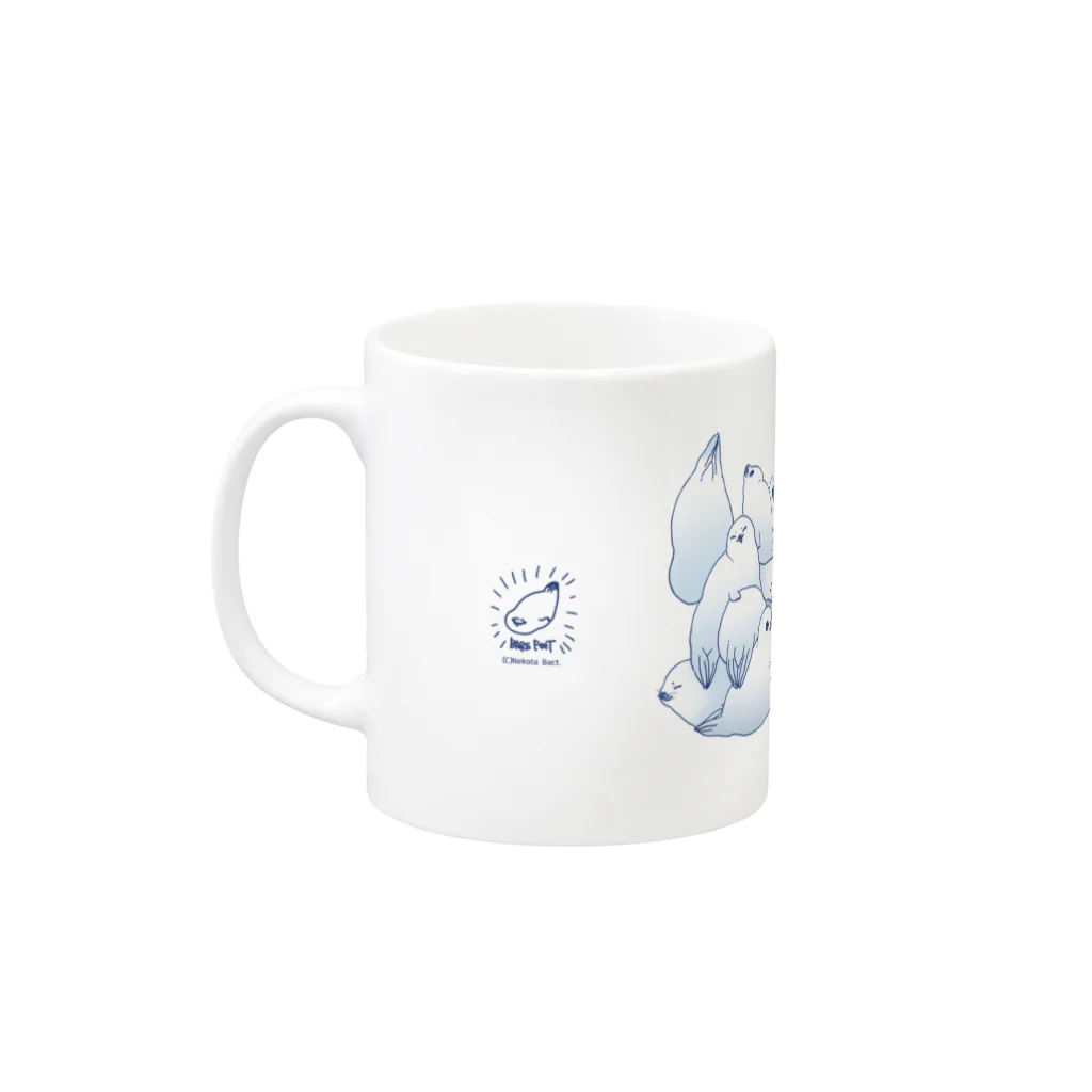 BARE FEET/猫田博人のアザラシつみつみ・グラス Mug :left side of the handle