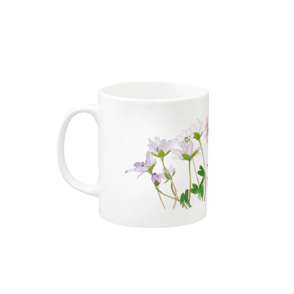 外山康雄　野の花館の雪割草 Mug :left side of the handle