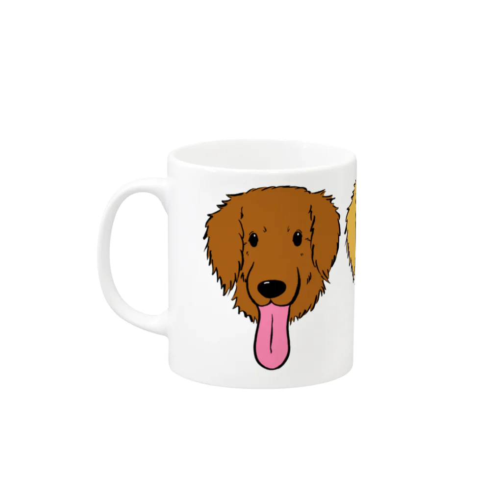 Chiyo.Wan(🐕🕊️のお店)のながーいベロのわんこカップ(米国&Mix＆英国ゴールデンレトリバーVer.) Mug :left side of the handle