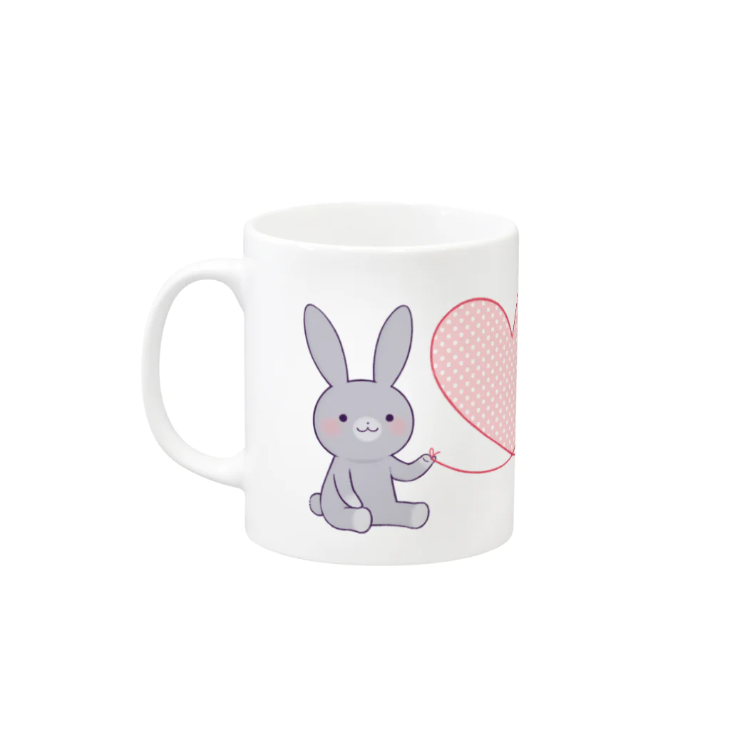 おがわゆきこの寂しがりうさぎ（赤い糸・ペアマグ・グレー） Mug :left side of the handle