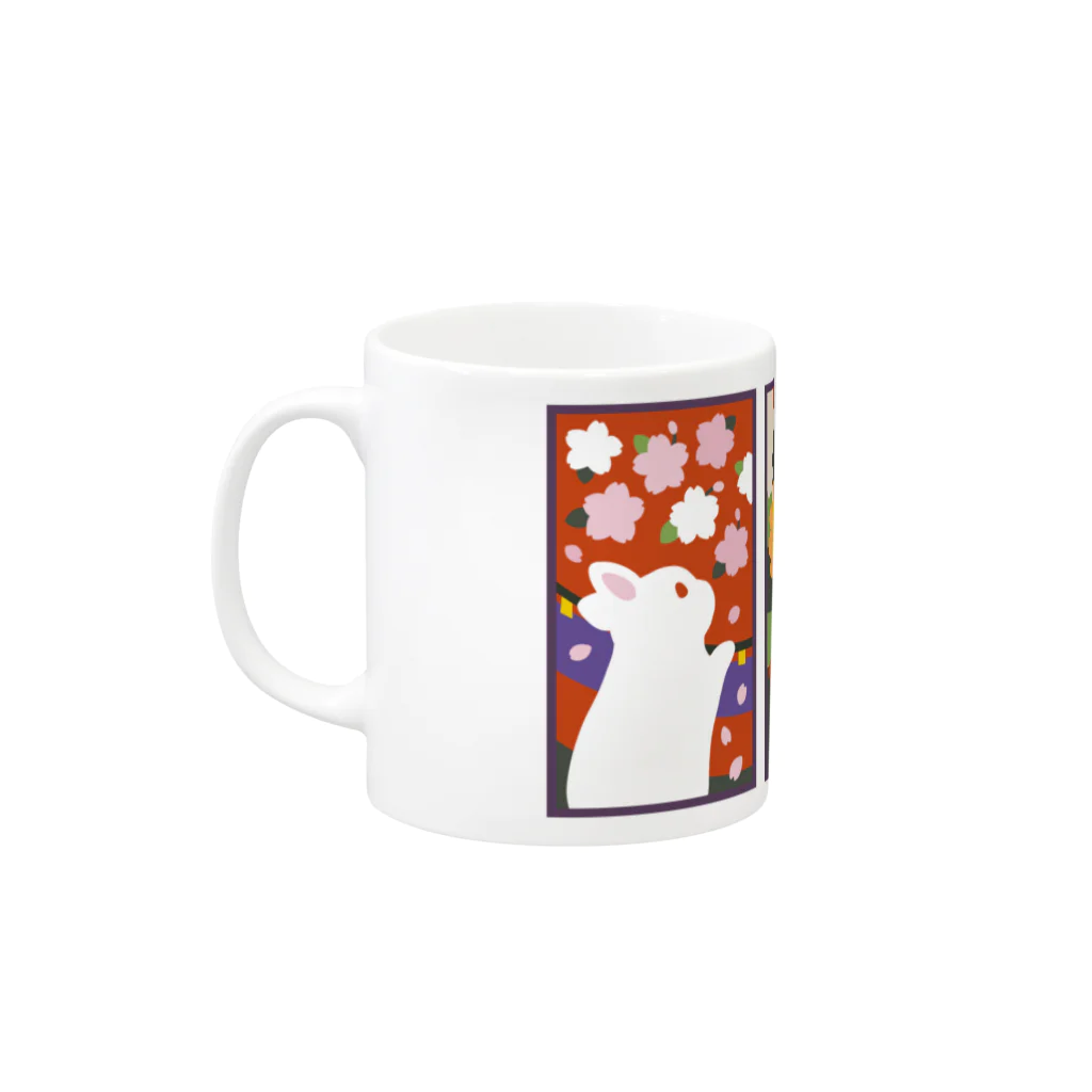 大賀一五の店の兎花札花月見 Mug :left side of the handle