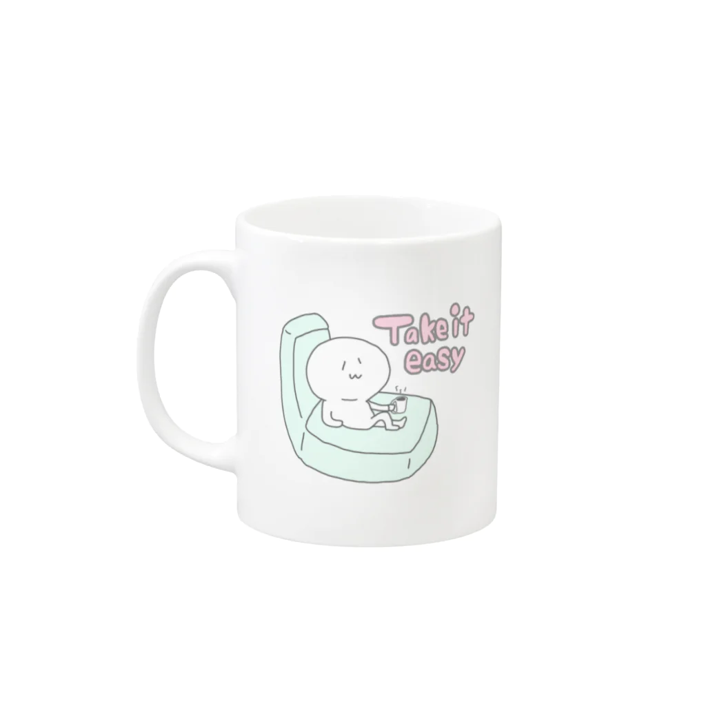 まだ生き物の部屋のTake it easy カラーVer. Mug :left side of the handle