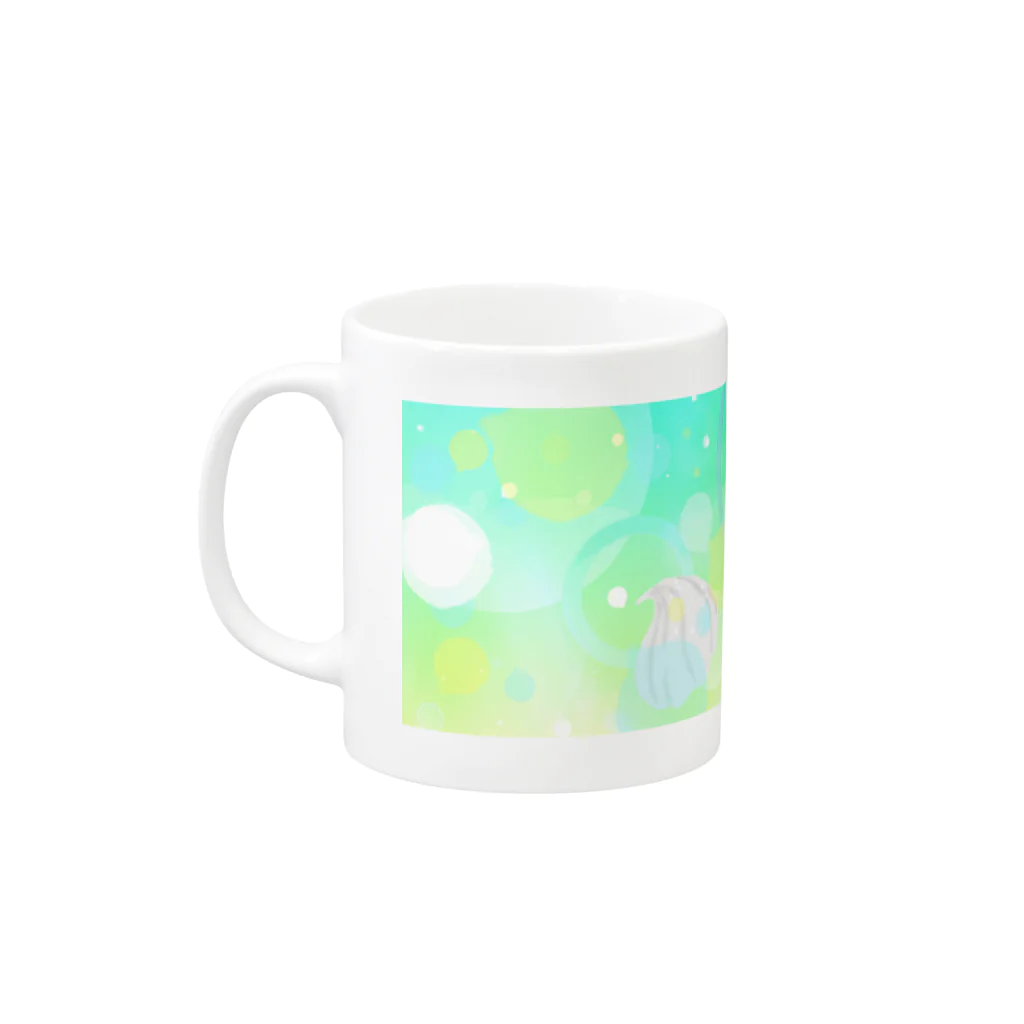 -Meru-のしゅわしゅわしりーず(メロンソーダ) Mug :left side of the handle