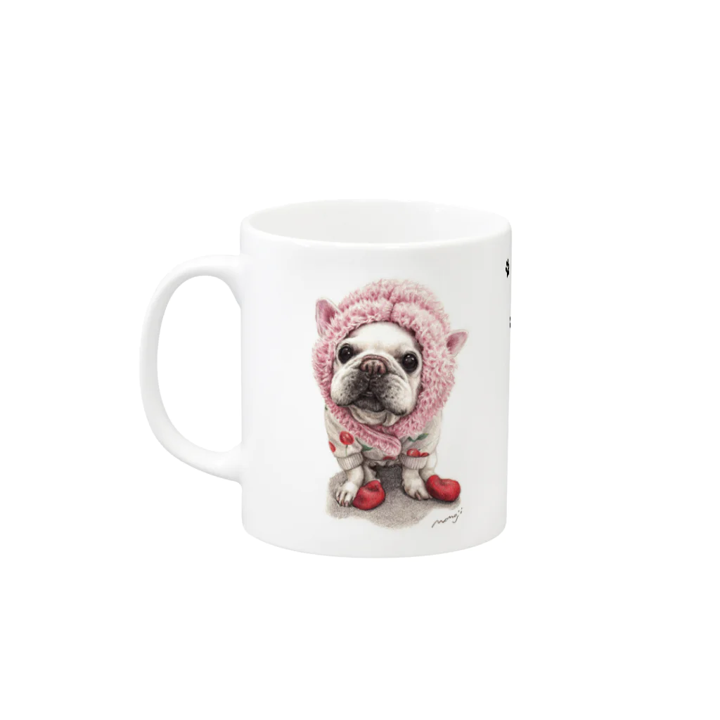 Momojiの犬画のフレンチブルドッグ7 Mug :left side of the handle