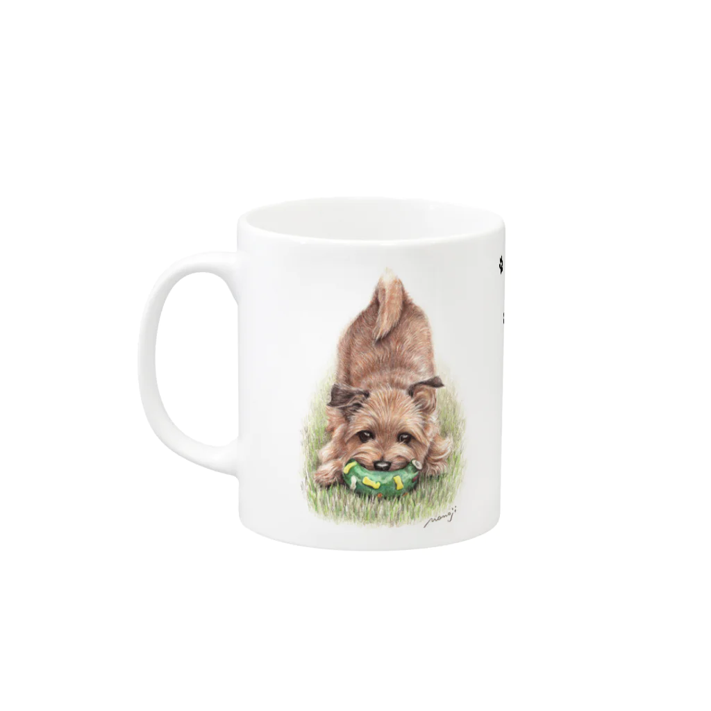 Momojiの犬画のノーフォークテリア19 Mug :left side of the handle