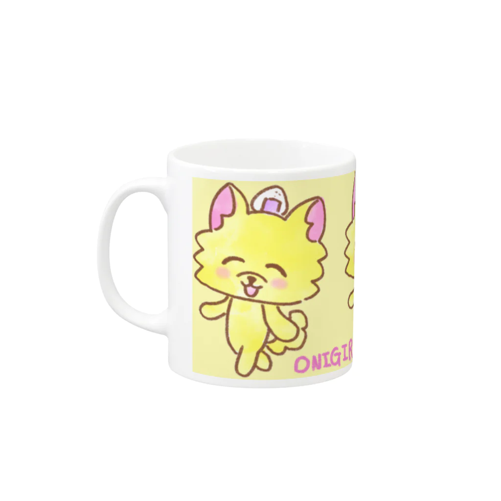 ナマコラブ💜👼🏻🦄🌈✨のおにぎりチワワ ゆるチワワ ゆっくりいくね イエロー NAMACOLOVE Mug :left side of the handle