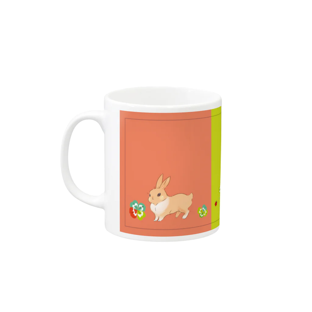 夢見る柴犬のSpring Rabbits Mug :left side of the handle