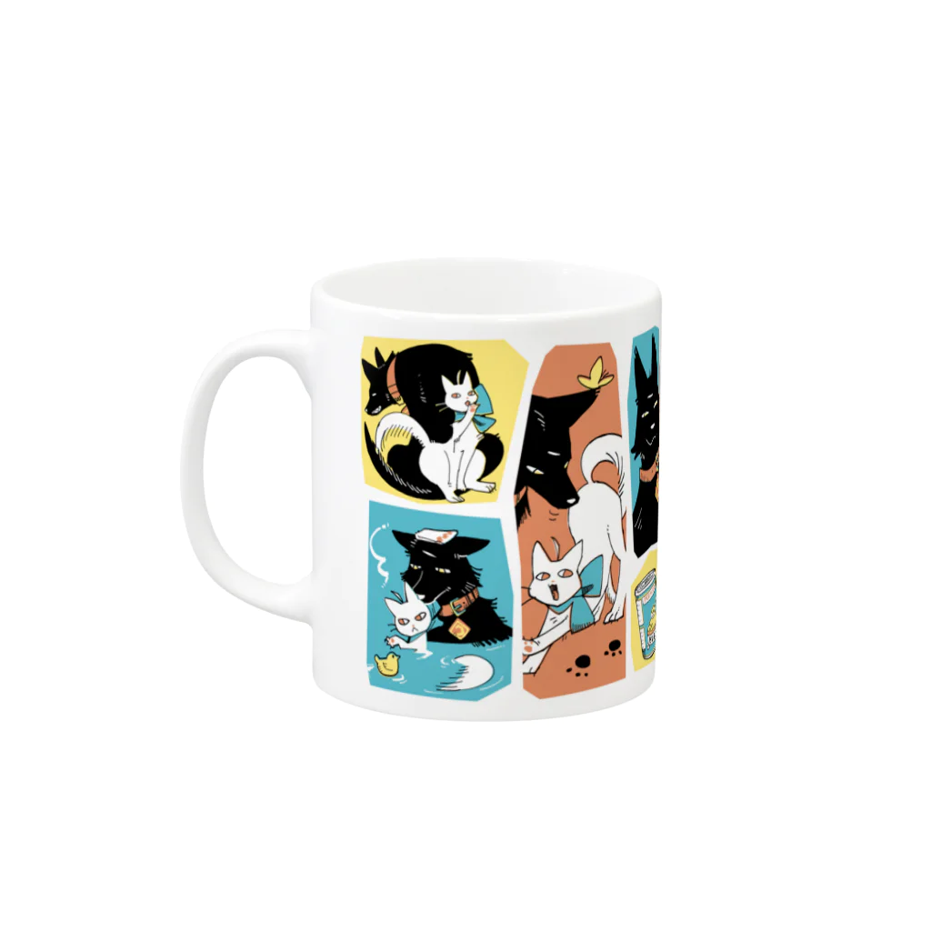 セコビッチ@作業中の白猫黒犬 Mug :left side of the handle