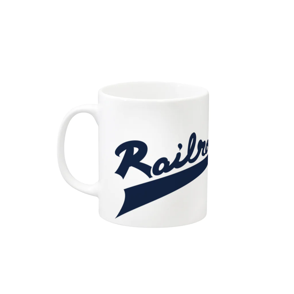 PoooompadoooourのRailroadsロゴ　あお Mug :left side of the handle