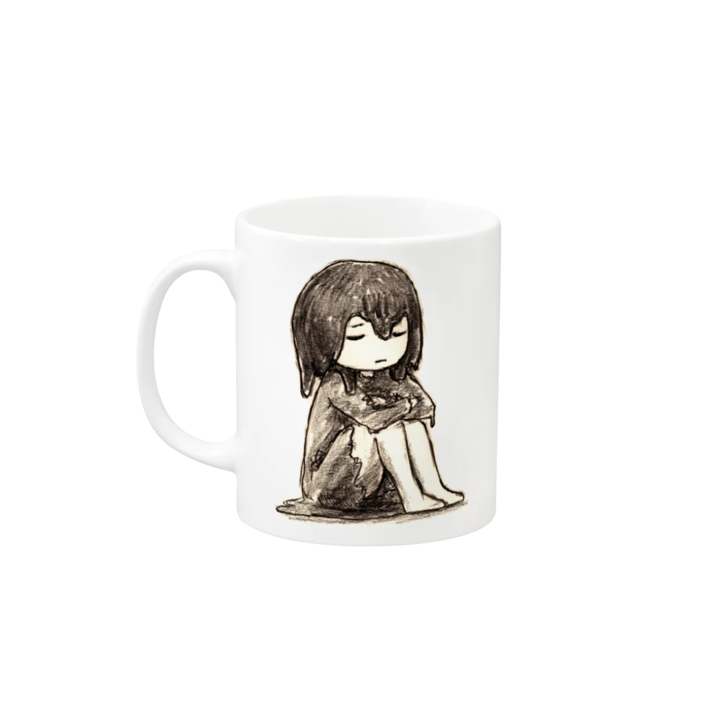 じぐじぐのおすわりん子 Mug :left side of the handle