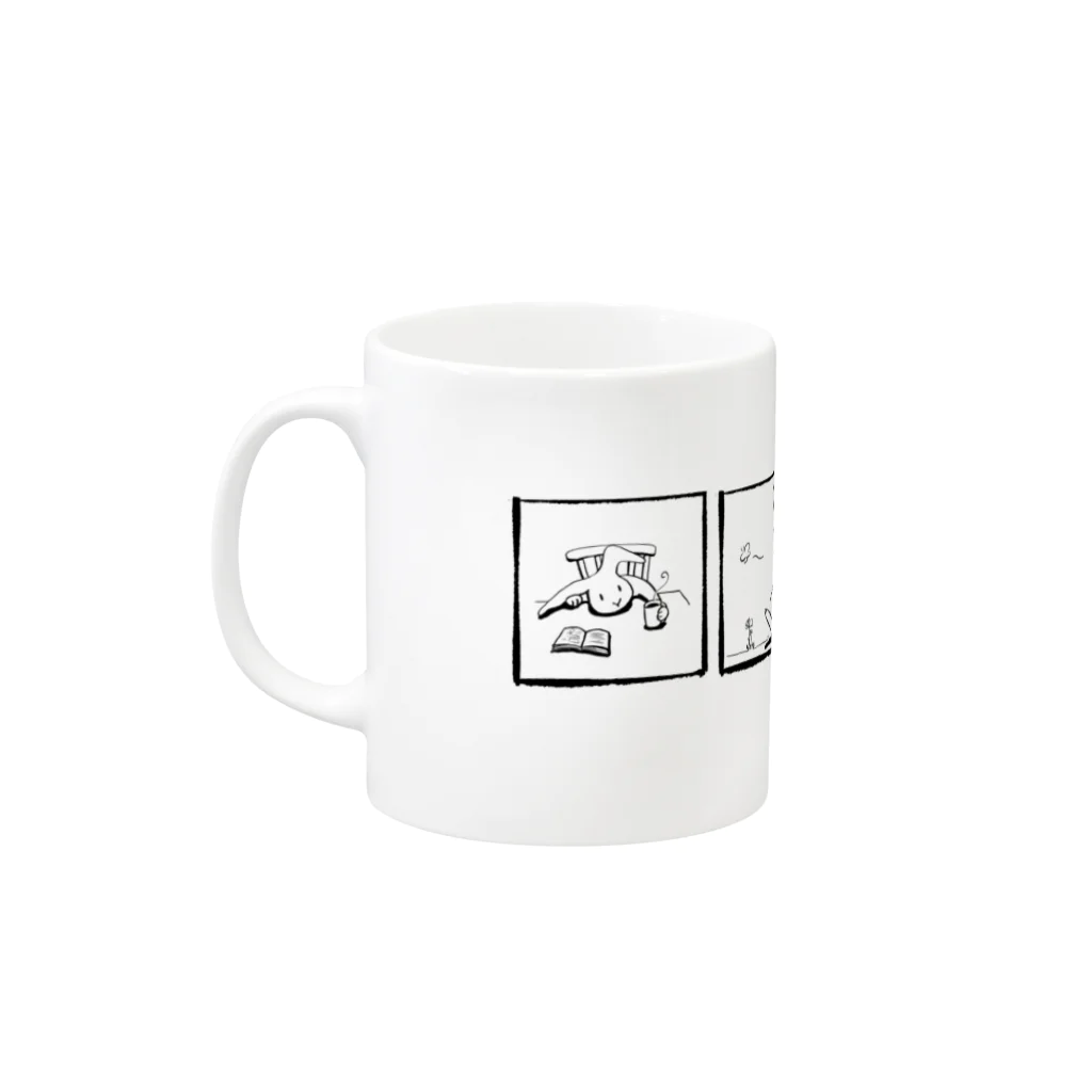 YuSunsetのりらっくすうさぎ4コマ（黒） Mug :left side of the handle