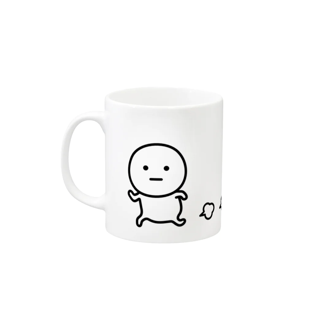 mame&coのまるいのマグカップ（走る＆待つ） Mug :left side of the handle