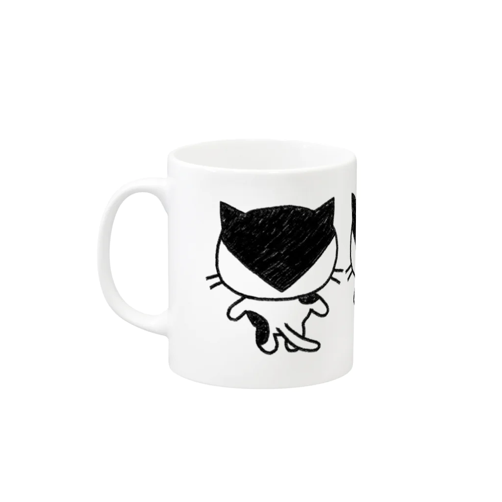 猫ねむりzzz..の後ろ姿三兄弟にゃんこ Mug :left side of the handle