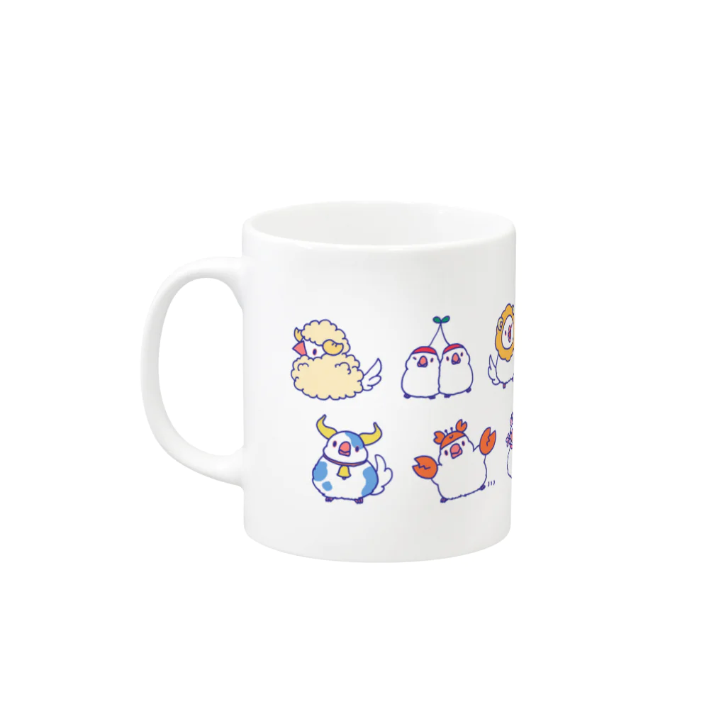 文鳥グッズのお店の集合　１２星座文鳥 Mug :left side of the handle