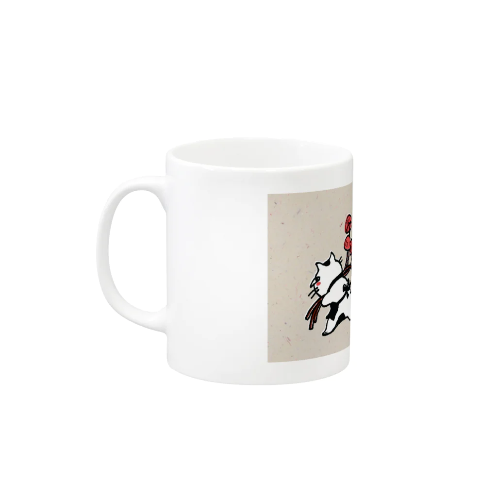 なまらやの鴉ときのことなまら猫 Mug :left side of the handle