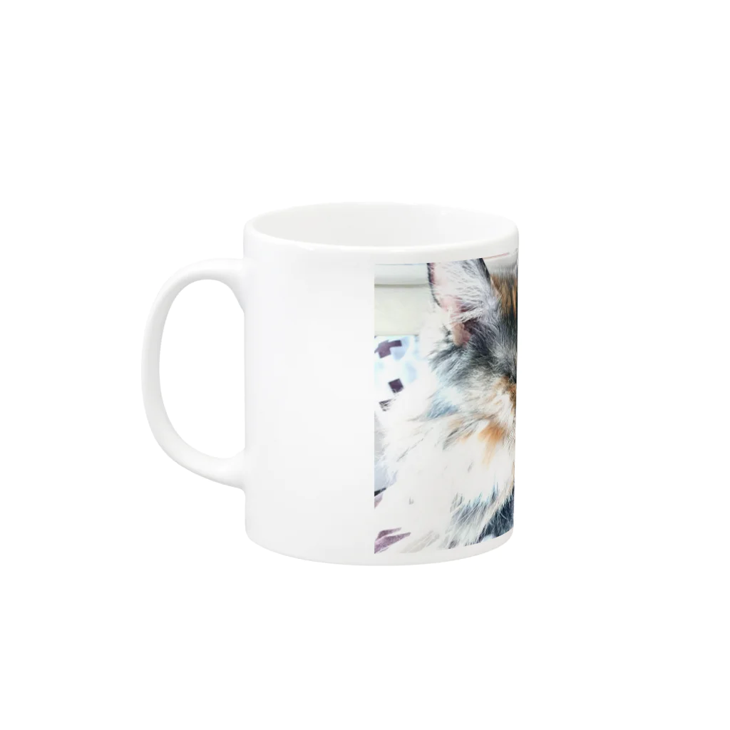 ねことお休みどころ　しらたまの【もなか】マグカップ Mug :left side of the handle