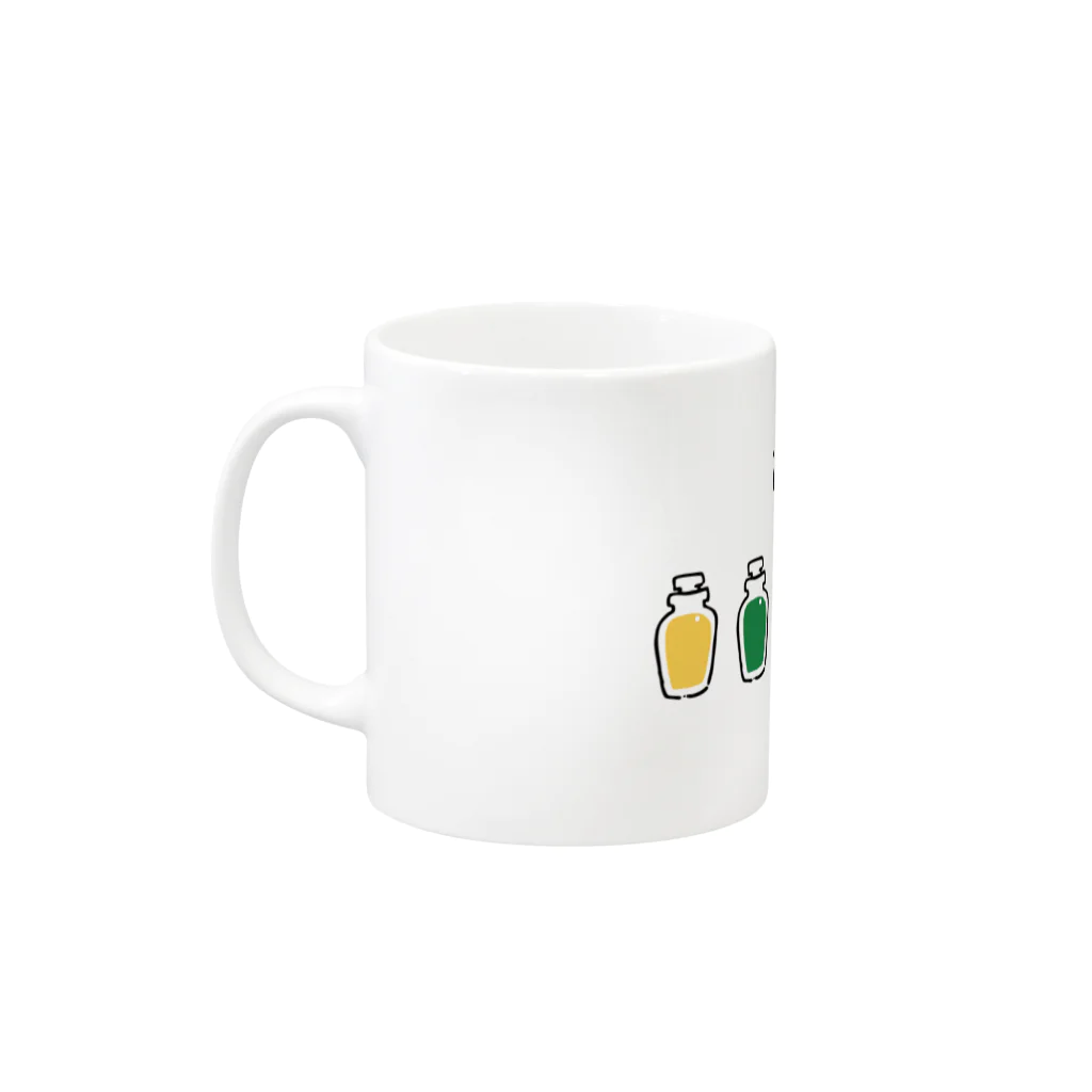 ヤマドリ屋の岩絵の具のビン詰め Mug :left side of the handle