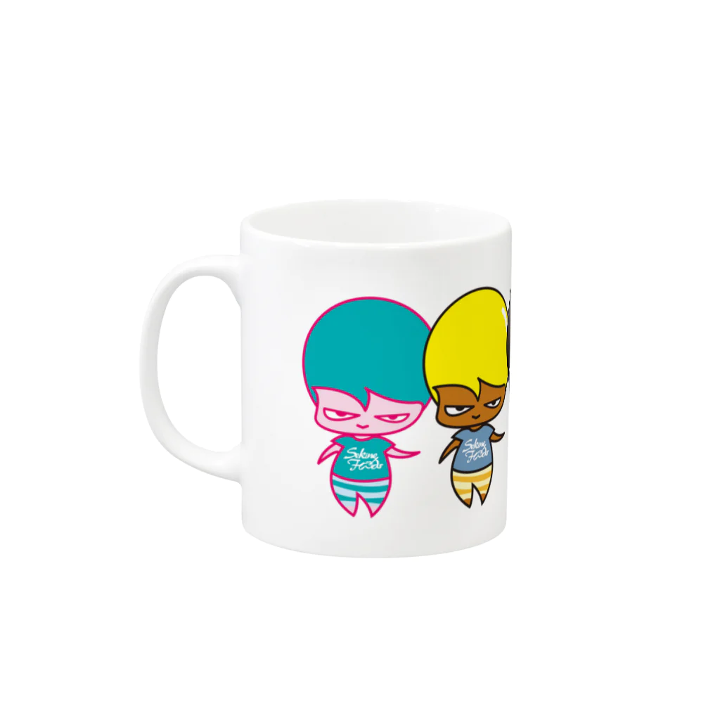 関​根​フ​ー​ズ​/​s​e​k​i​n​e​f​o​o​d​sのたべちゃん5人衆 Mug :left side of the handle