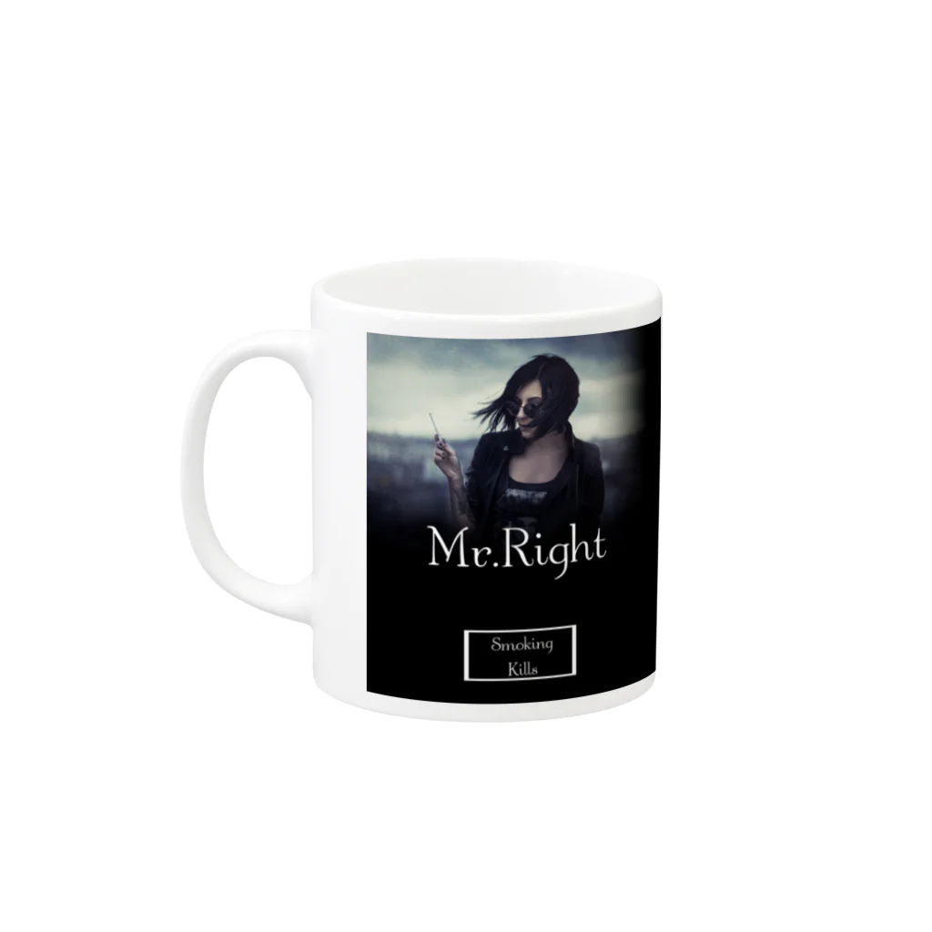 Mr.Rightの映画のジャケットのようなファッションアイテム Smoking Kills Mug :left side of the handle