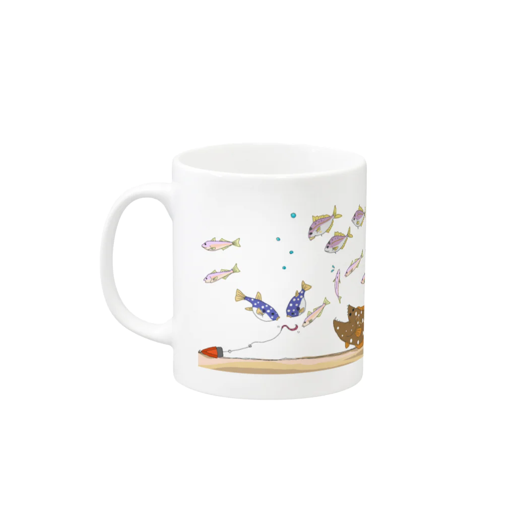 くろふぁのキス釣りとなかまたち Mug :left side of the handle