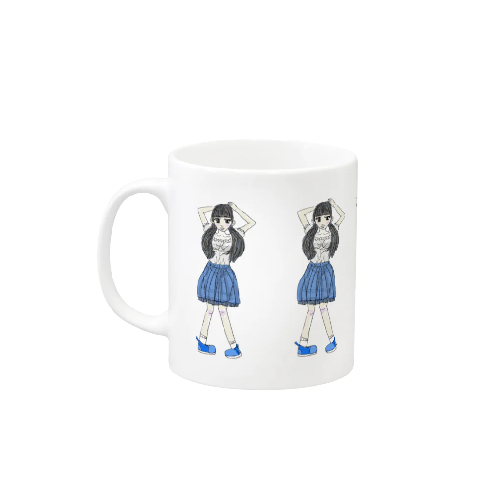 satiexitのブルーな女の子 Mug :left side of the handle