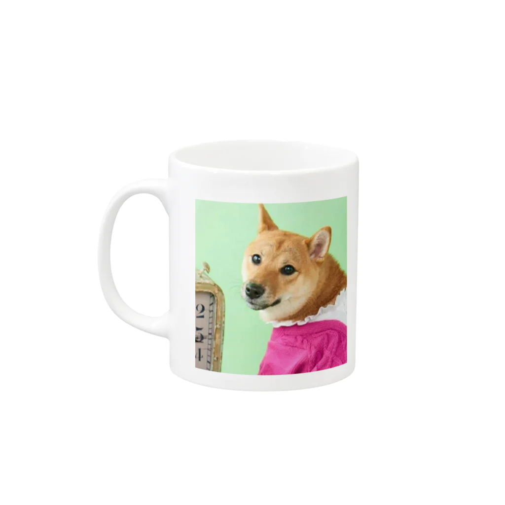 柴犬グッズ専門店 あられ堂の柴犬　レトロお嬢様編 Mug :left side of the handle