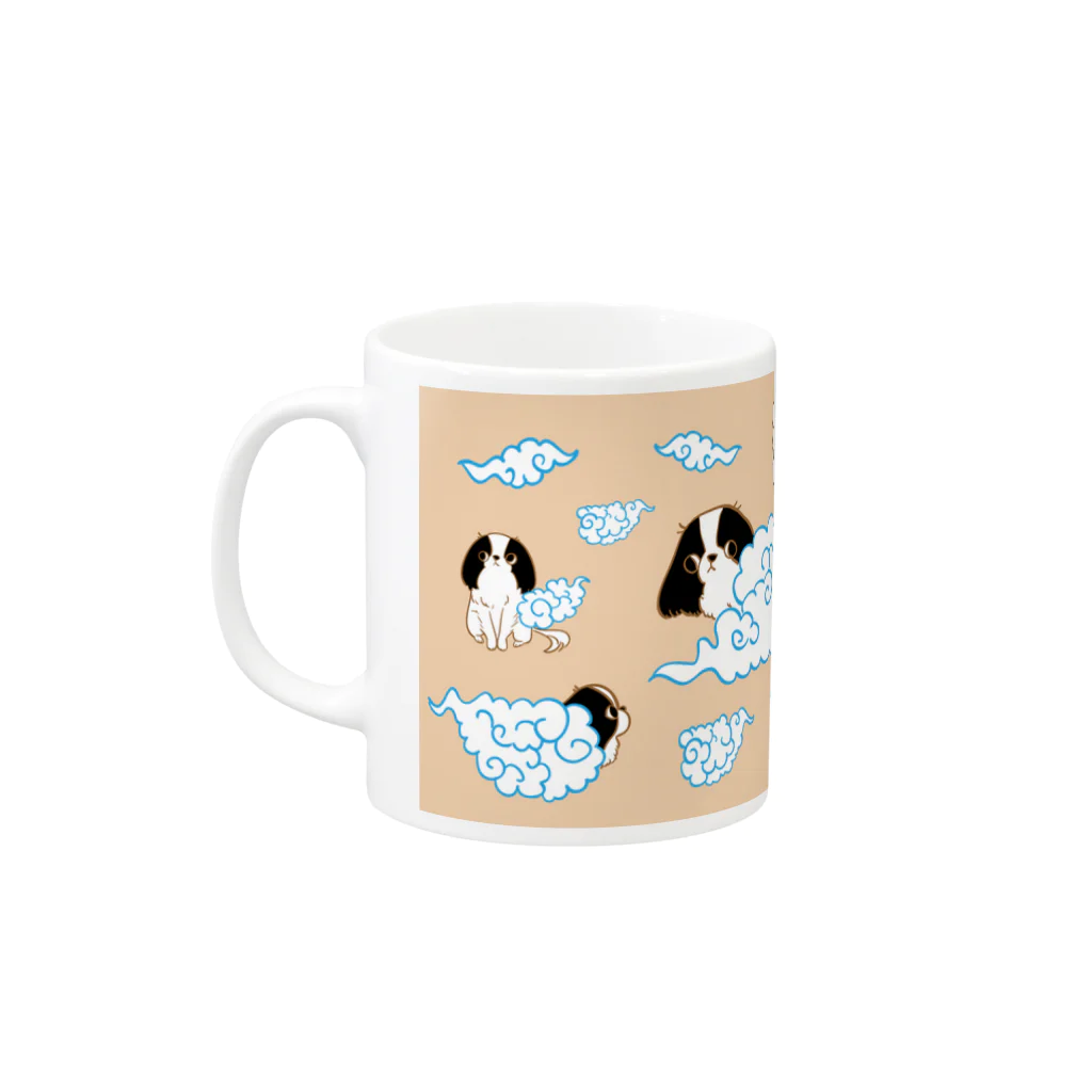 きょみこの狆グッズのおみせのもくもく雲でかくれんぼ狆 Mug :left side of the handle