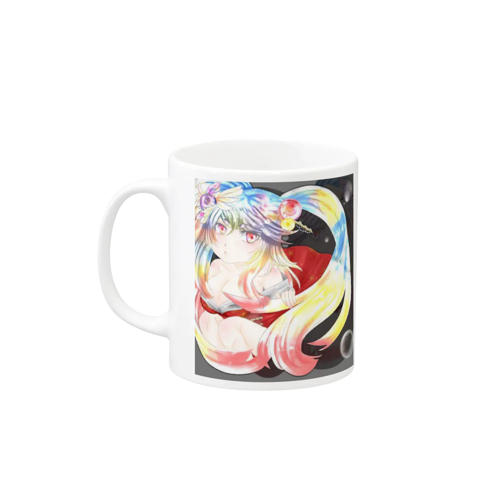 ぺちゃの ○。銀狐堂。○ の和服の宝石 Mug :left side of the handle