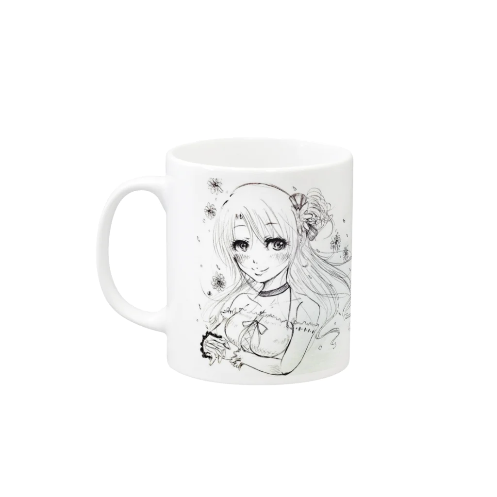 ぺちゃの ○。銀狐堂。○ の花咲く思い出 Mug :left side of the handle