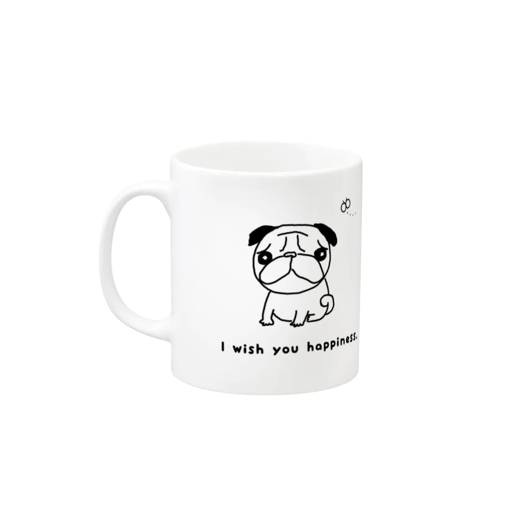 ニーニSHOPのちょうちょとパグさん Mug :left side of the handle