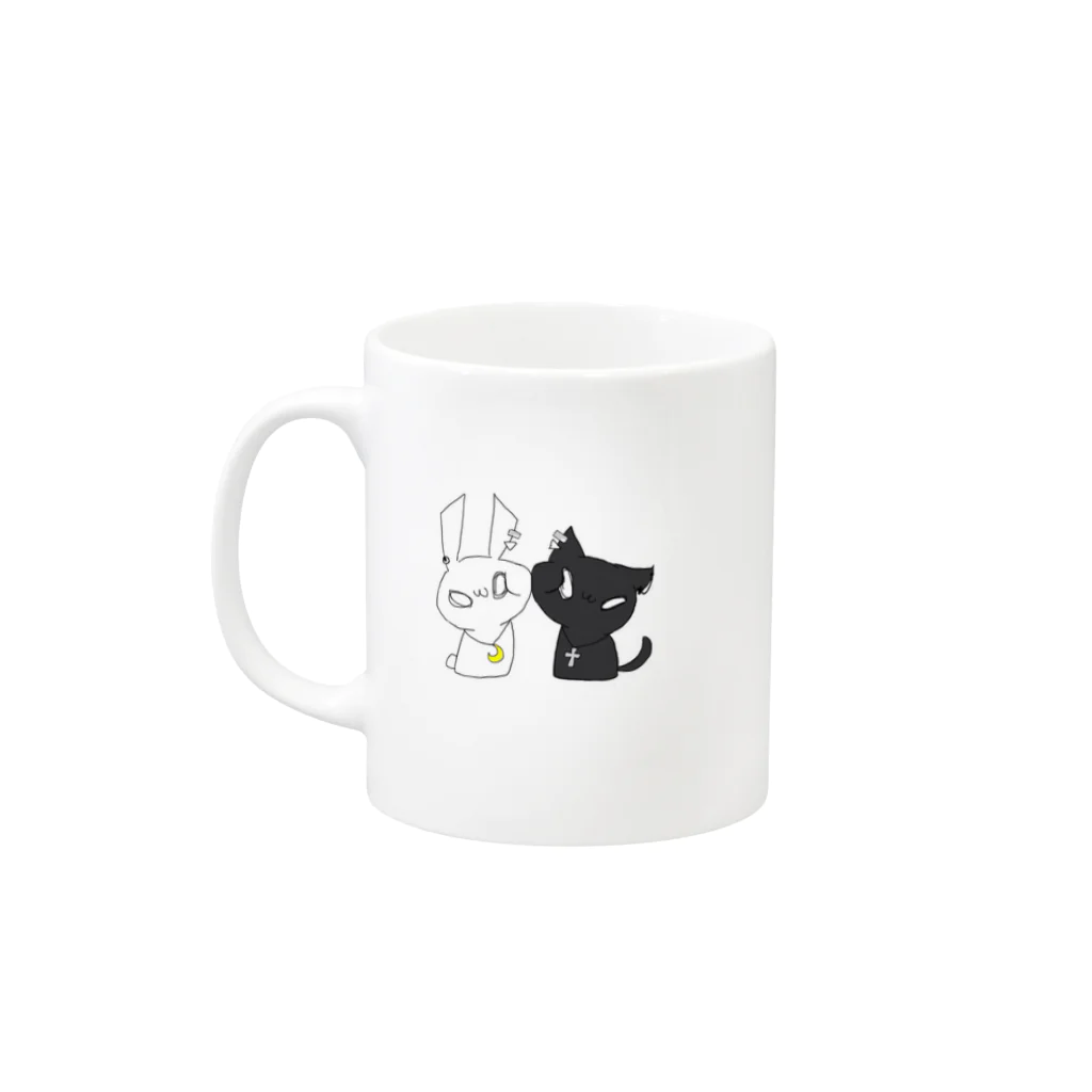 miin_323の白兎と黒猫 Mug :left side of the handle