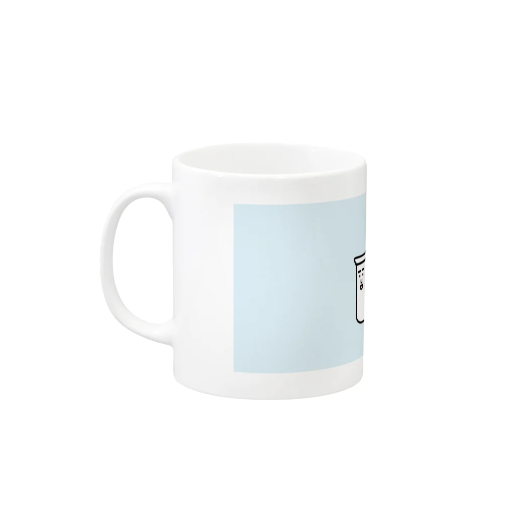 うえたに夫婦のビーカーくんロゴ水色背景 Mug :left side of the handle